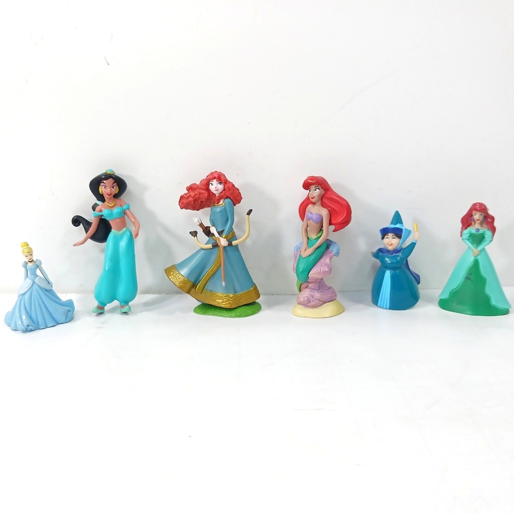 Disney Princess Figurine Lot Merida Jasmine Ariel Cinderella Merryweather 6pc